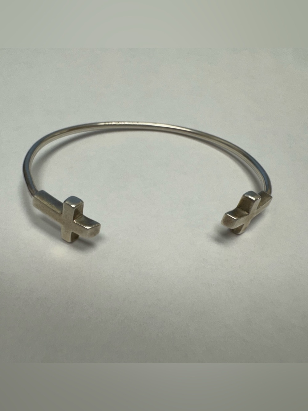Minimalist 925 Sterling Silver Cross Open Cuff Bracelet